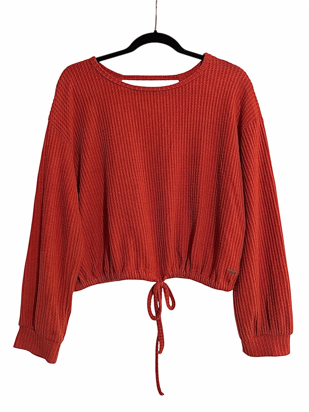 Hollister oversized waffle-knit crop top in rust Size S